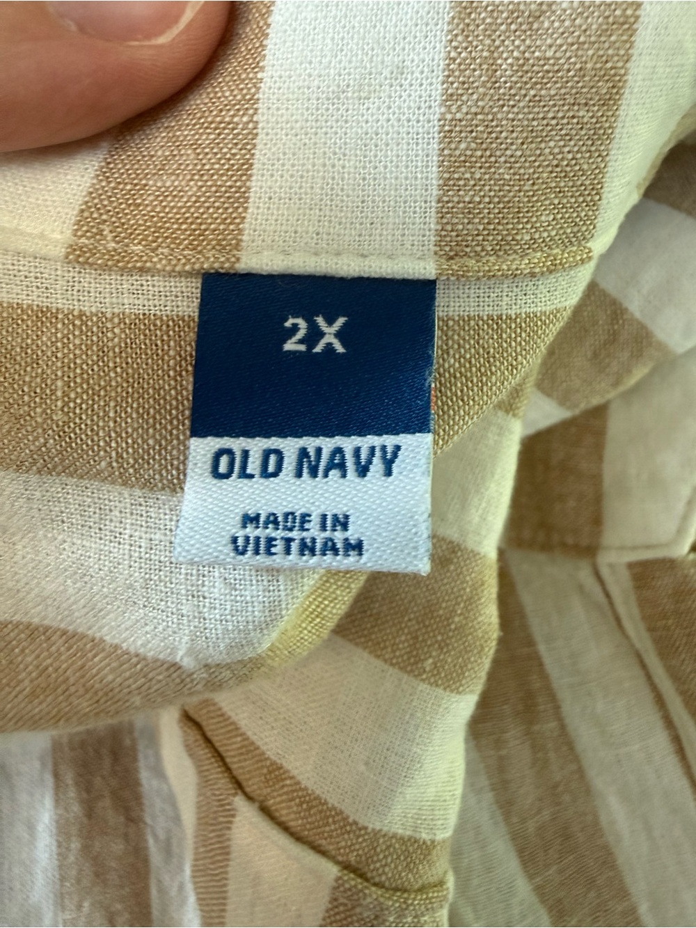 Old Navy Beige and White Striped Midi Shirt Dress - Picture 3 of 3